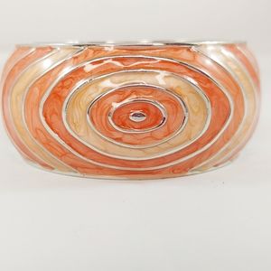Enamel Bangle Wide Bracelet Coral Swirls